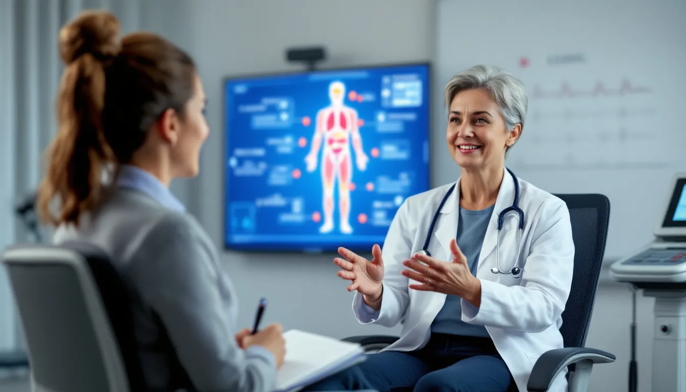 A healthcare professional discussing special medical considerations with a patient.